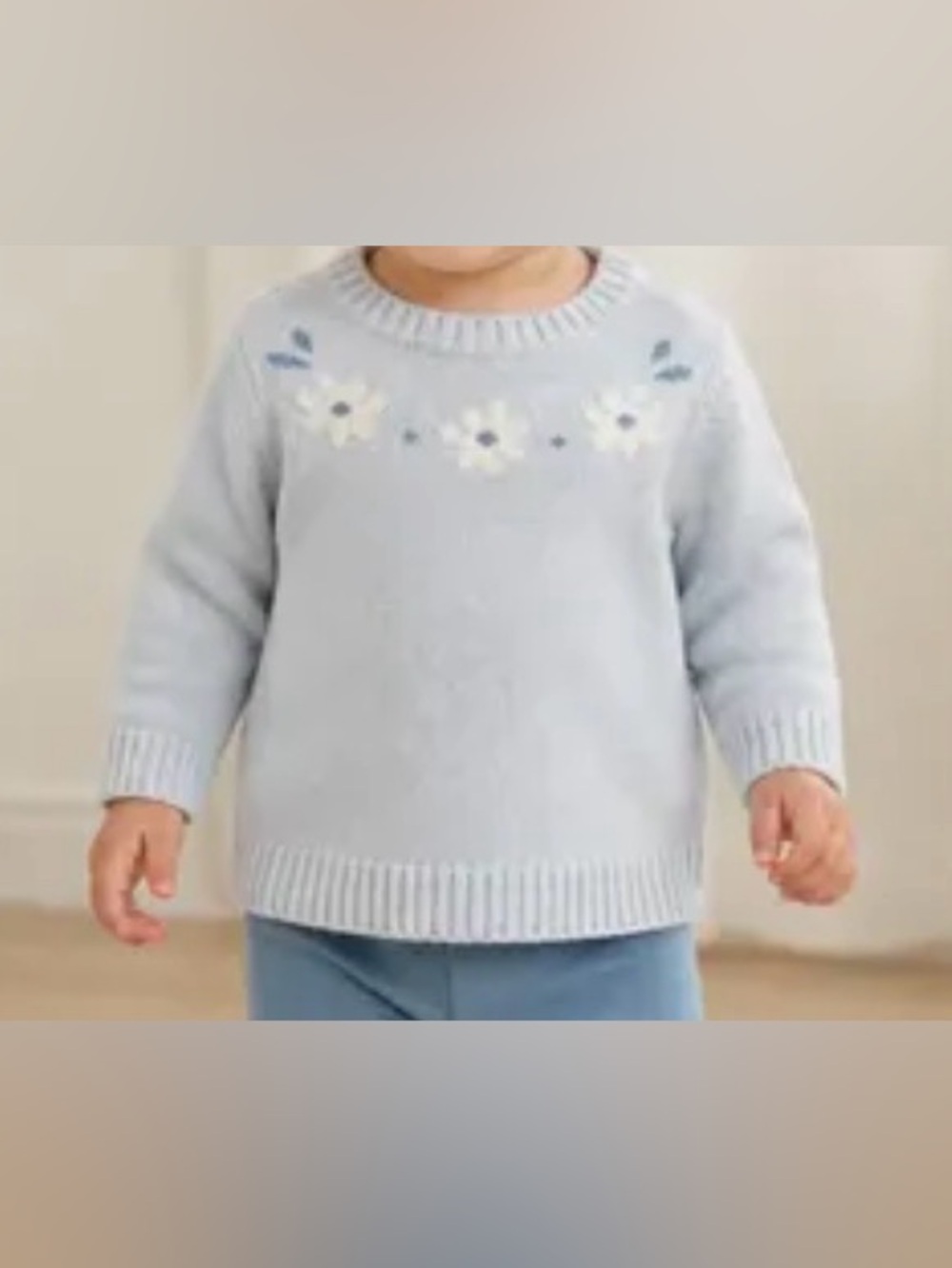 Carters 3-6M Blue Floral Cotton Sweater Boho Fall Cottagecore Preppy Comfy Soft